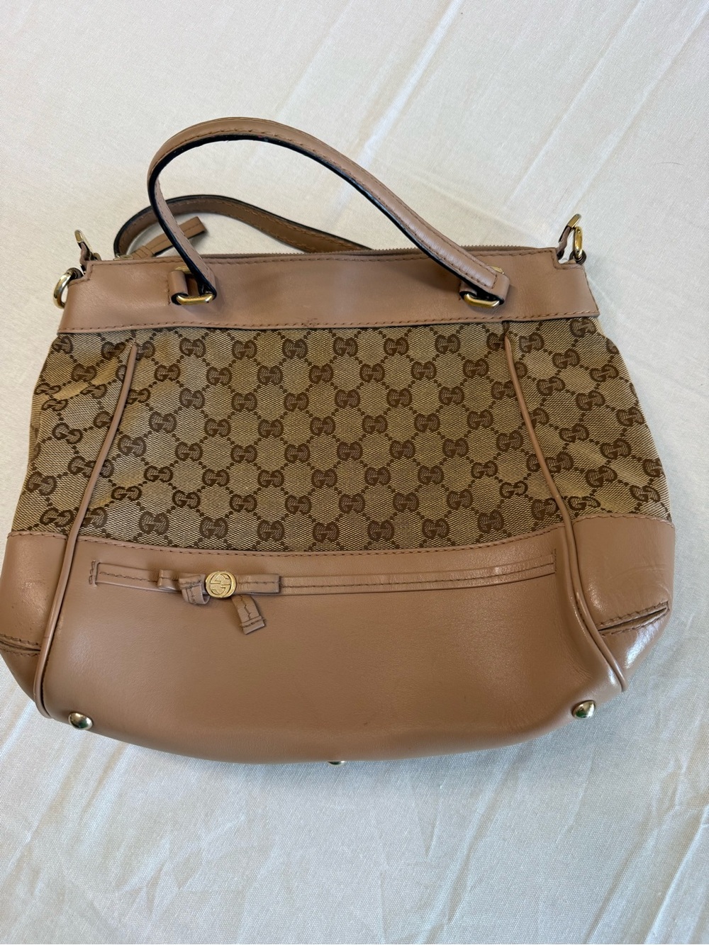 Gucci Tan/Brown GG Canvas and Leather Shoulder Bag